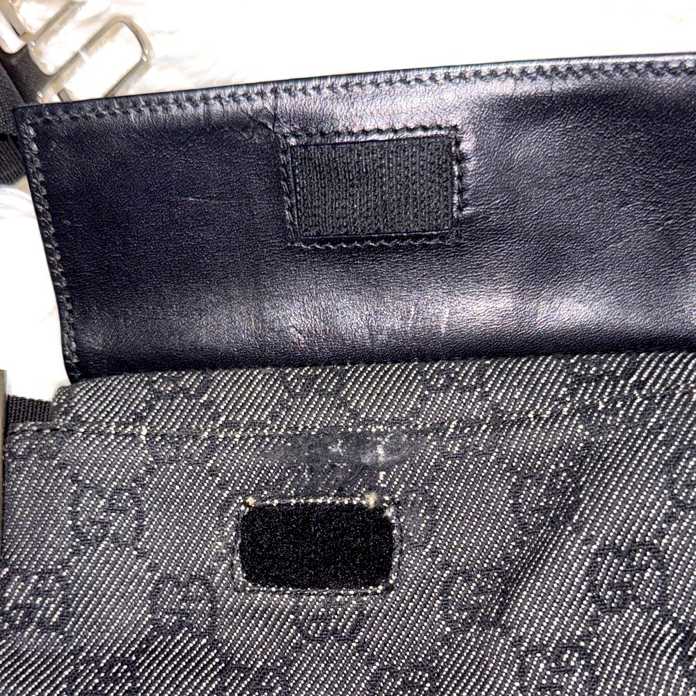 GUCCI Black and Charcoal Gray Monogram Belt Bag - Picture 8 of 12